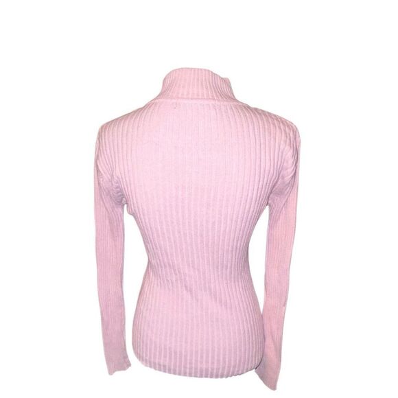 Calvin Klein Jeans Womens Size M Knit Ribbed Sweater 1/4 Zip Pink - Picture 2 of 4